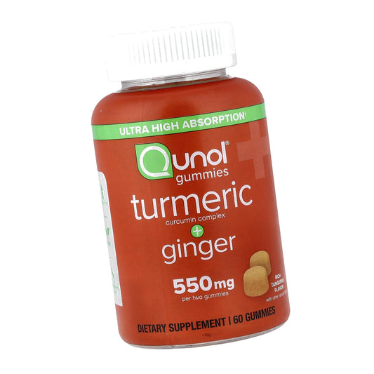Qunol Turmeric Curcumin & Ginger Gummy, 550mg Enhanced Absorption 60ct