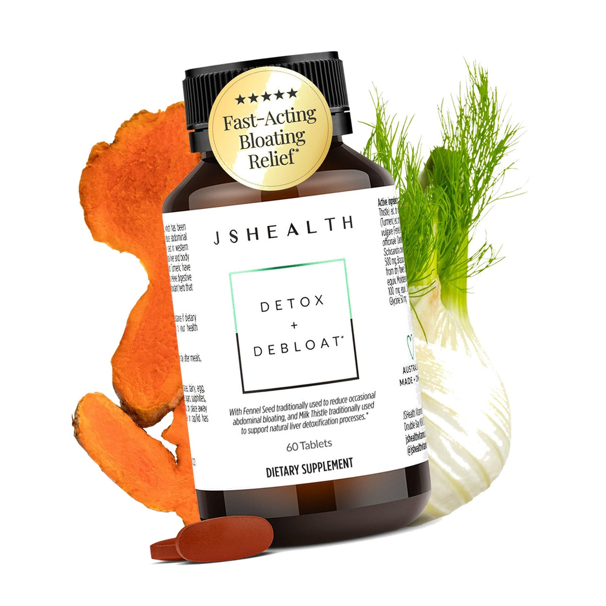 JSHealth Detox + Debloat. Bloating Relief for Women, 60 Tablets