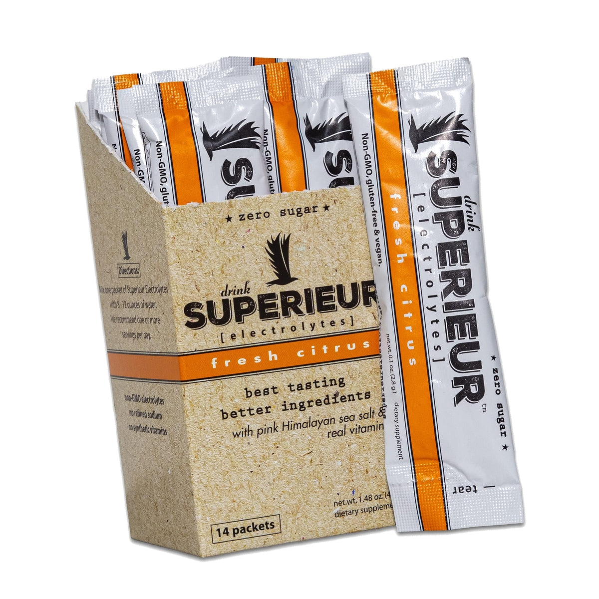 Superieur Sea Mineral Electrolyte Powder, Citrus, 14 Packets