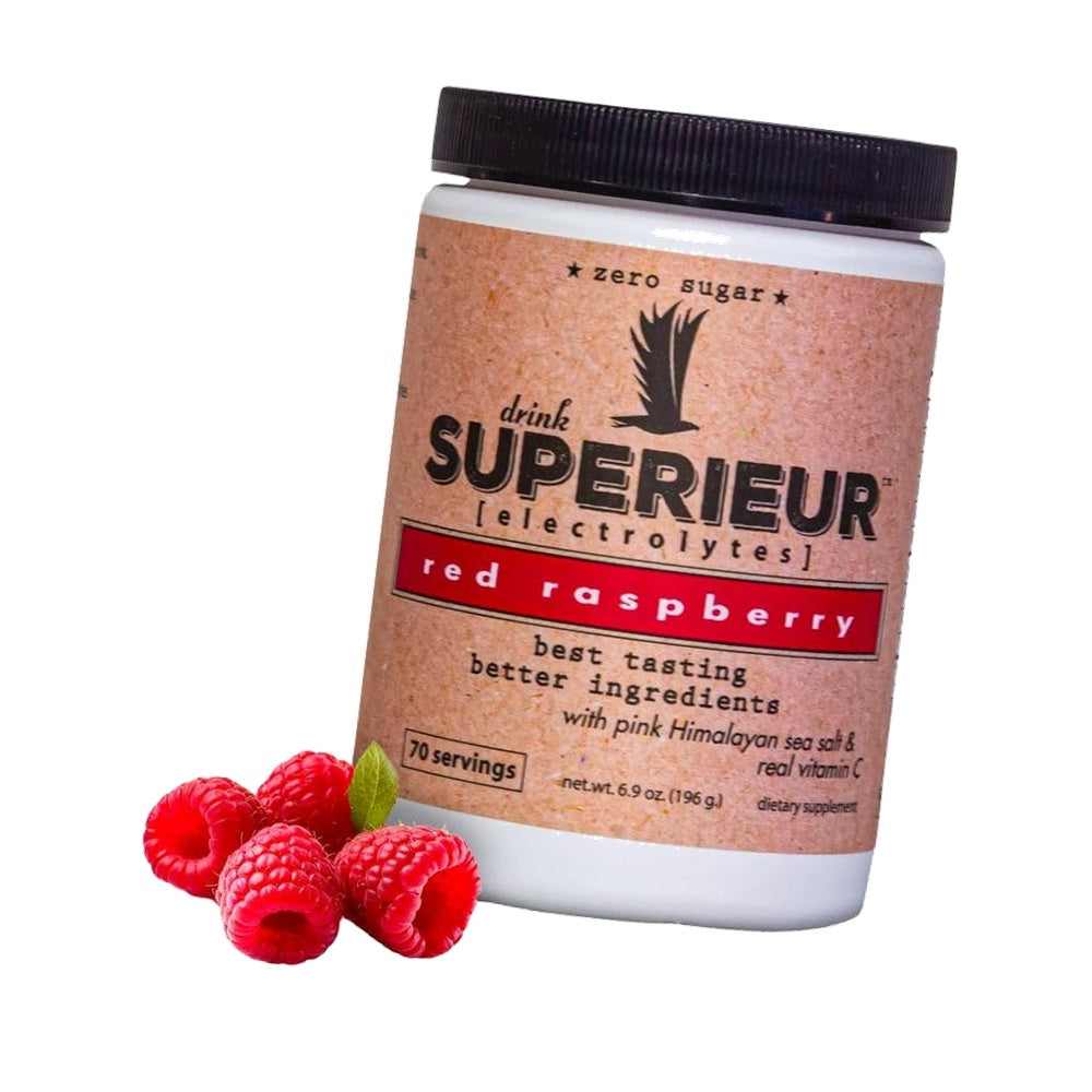 Superieur Sea Mineral Electrolyte Powder, Raspberry, 70 Servings