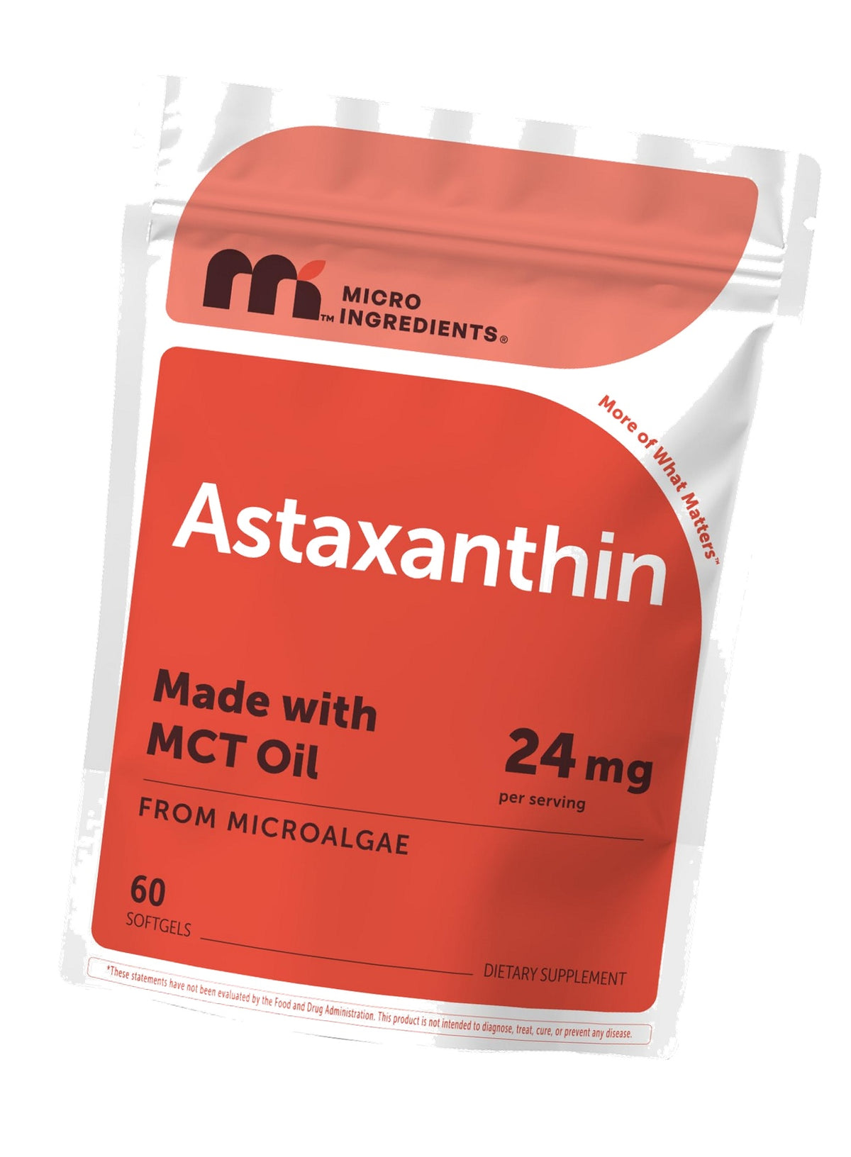 Micro Ingredients Astaxanthin 24mg Per Serving with MCT Oil, 60 Softgels