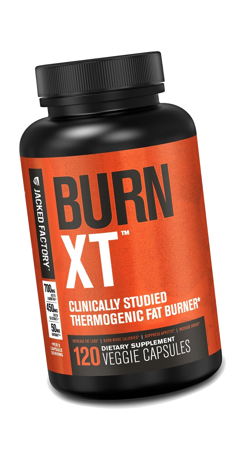 Jacked Factory Burn-XT Clinically Studied Fat Burner & Weight Loss Supplement - Appetite Suppressant & Energy Booster - with Acetyl L-Carnitine, Green Tea Extract and More - 120 Natural Diet Pills