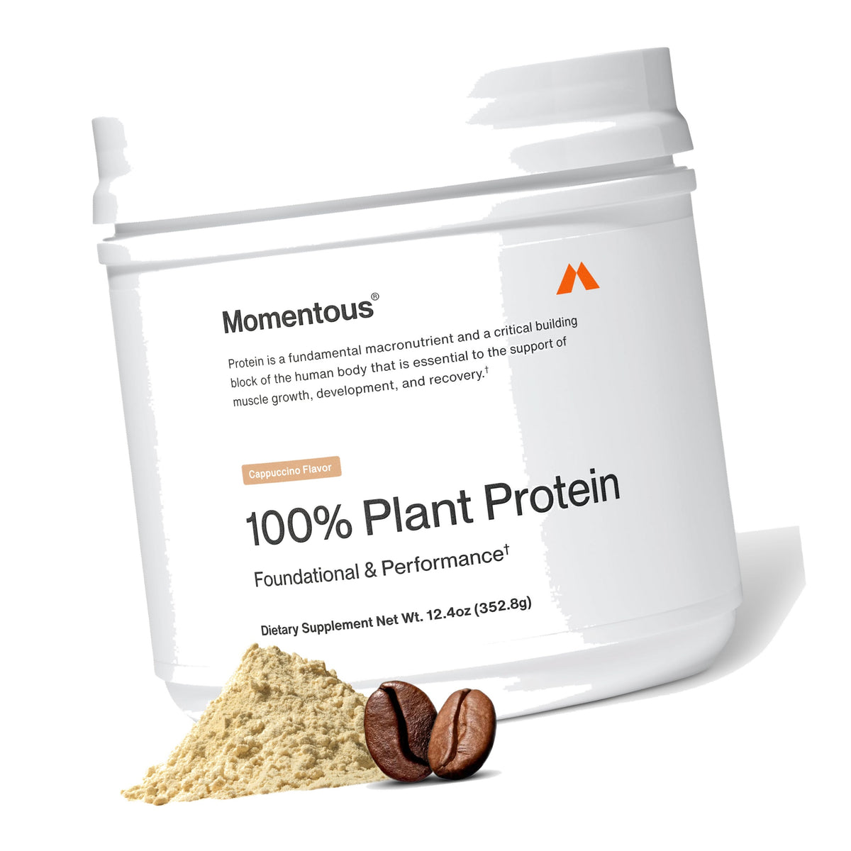 Momentous Vegan Protein Powder, 20g Pea & Rice Blend Protein, Cappuccino