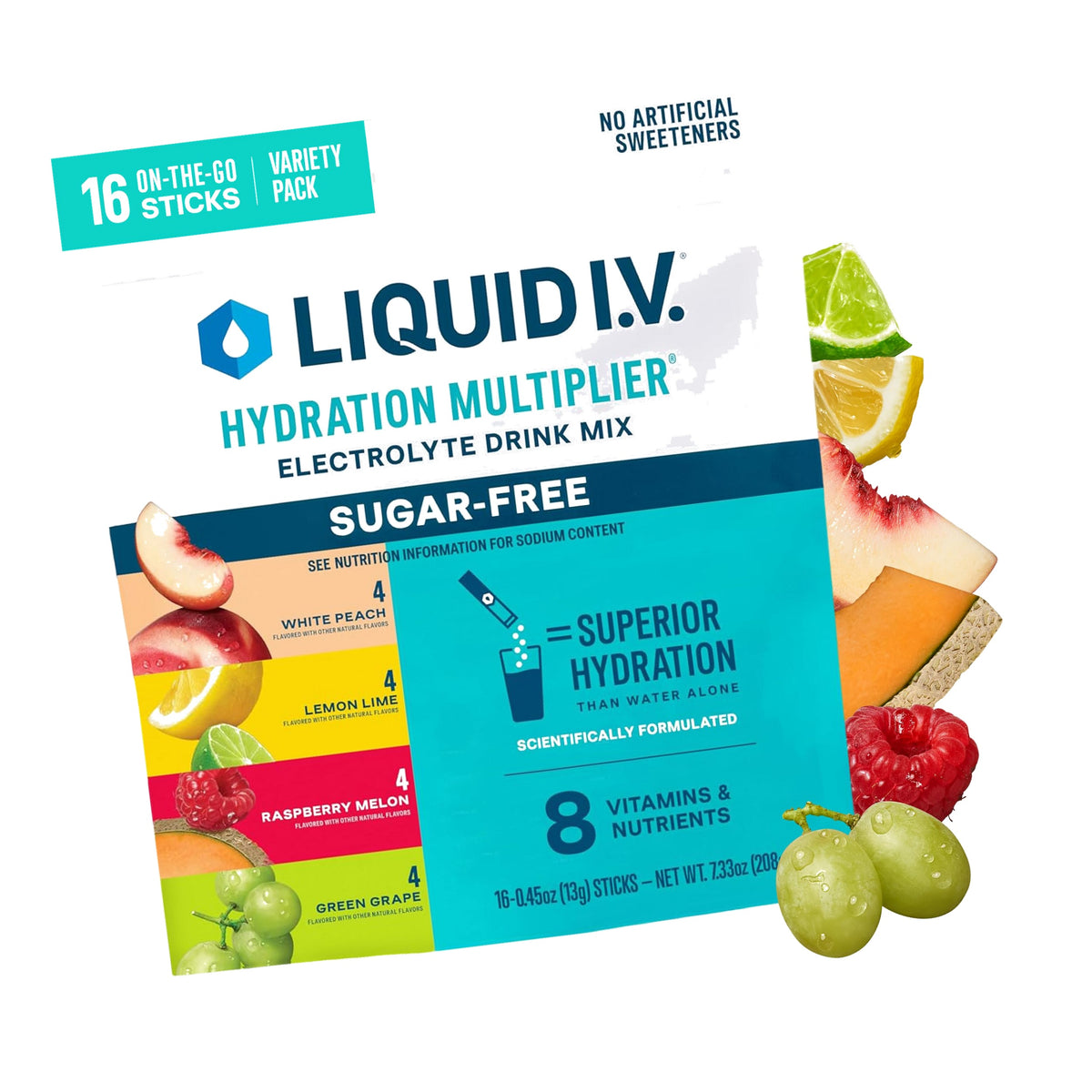 Liquid I.V. Sugar Free Electrolyte Packets, Classic Variety Pack, 16 Count