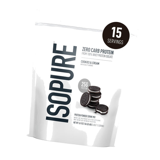 Isopure Zero Carb Whey Isolate Protein Powder, Cookies & Cream 1 LB