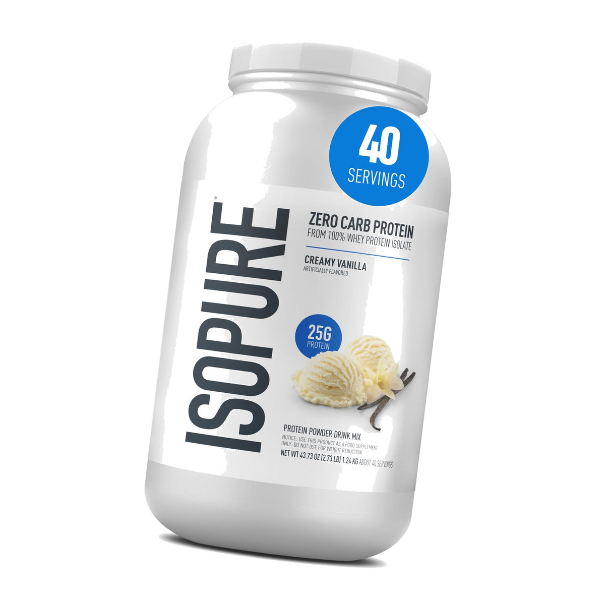 Isopure Zero Carb Whey Isolate Protein Powder, Creamy Vanilla 3 LB