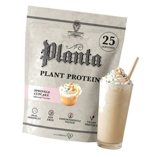 Ambrosia Plant Based Protein Powder 20g | Clean Vegan Pea Protein Powder | Dairy Free, Keto Friendly, No Added Sugar | 25 Servings | Sprinkle Cupcake