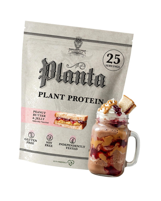 Ambrosia Plant Based Protein Powder 20g | Clean Vegan Pea Protein Powder | Gluten & Dairy Free, Keto Friendly, No Added Sugar | 25 Servings | Peanut Butter & Jelly