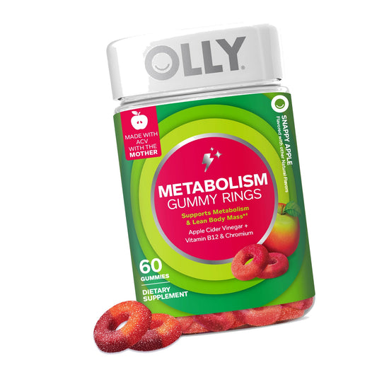 OLLY Metabolism Gummy Rings, Cellular Energy Supplement,* ACV - 60 Count