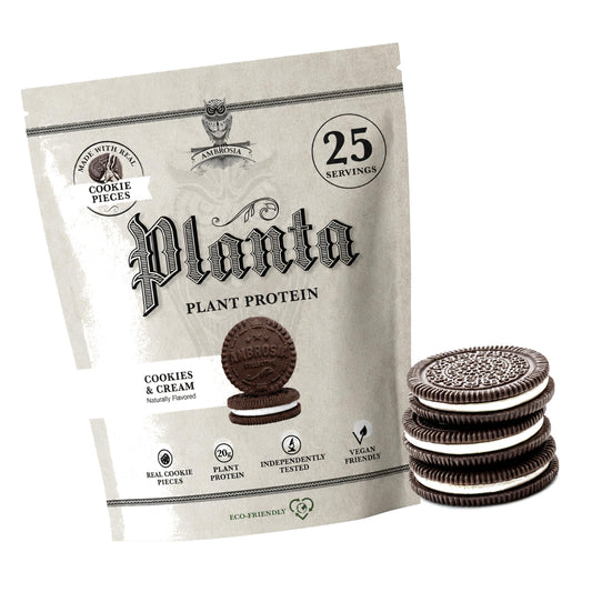 Ambrosia Plant Based Protein Powder 20g | Clean Vegan Pea Protein Powder | Dairy Free, Keto Friendly, No Added Sugar | 25 Servings | Cookies & Cream