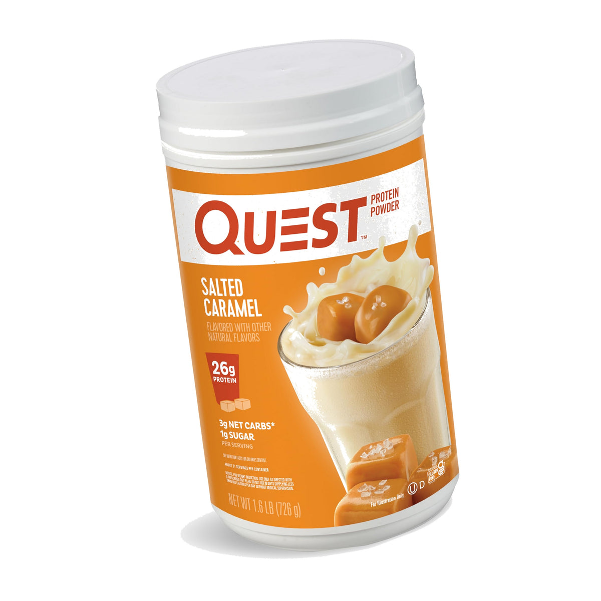 Quest Nutrition Salted Caramel Protein Powder, 26g Protein, 1g Sugar, Low Carb, Gluten Free, 1.6 Pounds, 24 Servings