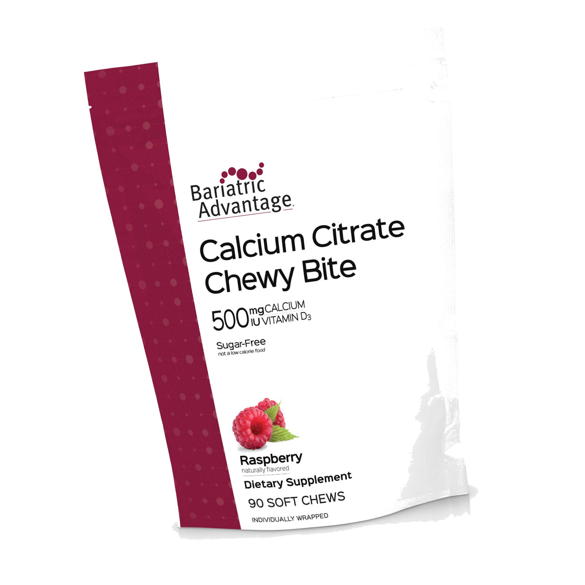 Bariatric Advantage Calcium Citrate Chewy Bites, Raspberry Flavor, 90 Ct