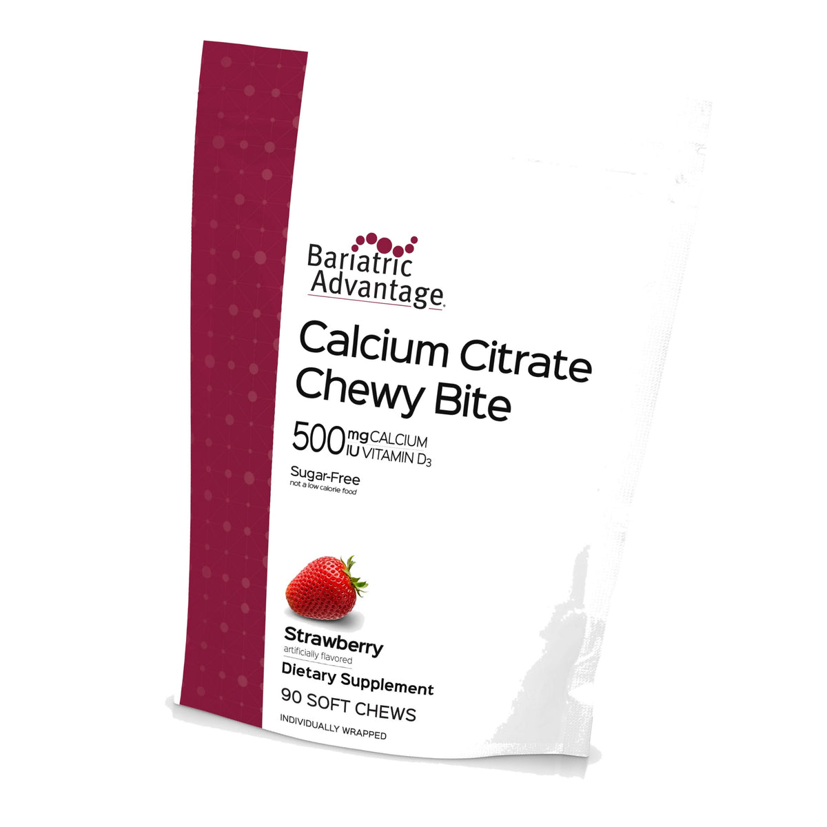 Bariatric Advantage Calcium Citrate Chewy Bites, Strawberry Flavor, 90 Ct