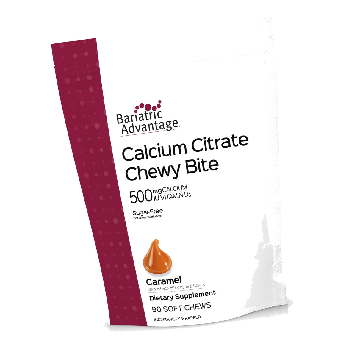 Bariatric Advantage Calcium Citrate Chewy Bites, Caramel Flavor, 90 Ct