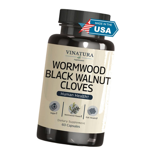 VINATURA Wormwood Black Walnut Clove Capsules - Cleanse, Detox, Intestinal Guard Formula Supplement for Humans, with Wormwood herb, Black Walnut Extract Combination, 60 Capsules