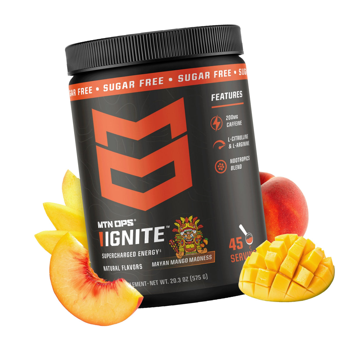 MTN OPS Ignite Energy Powder, Zero Sugar, Mayan Mango