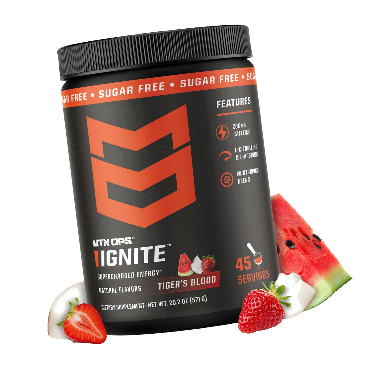 MTN OPS Ignite Energy Powder, Zero Sugar, Tiger's Blood