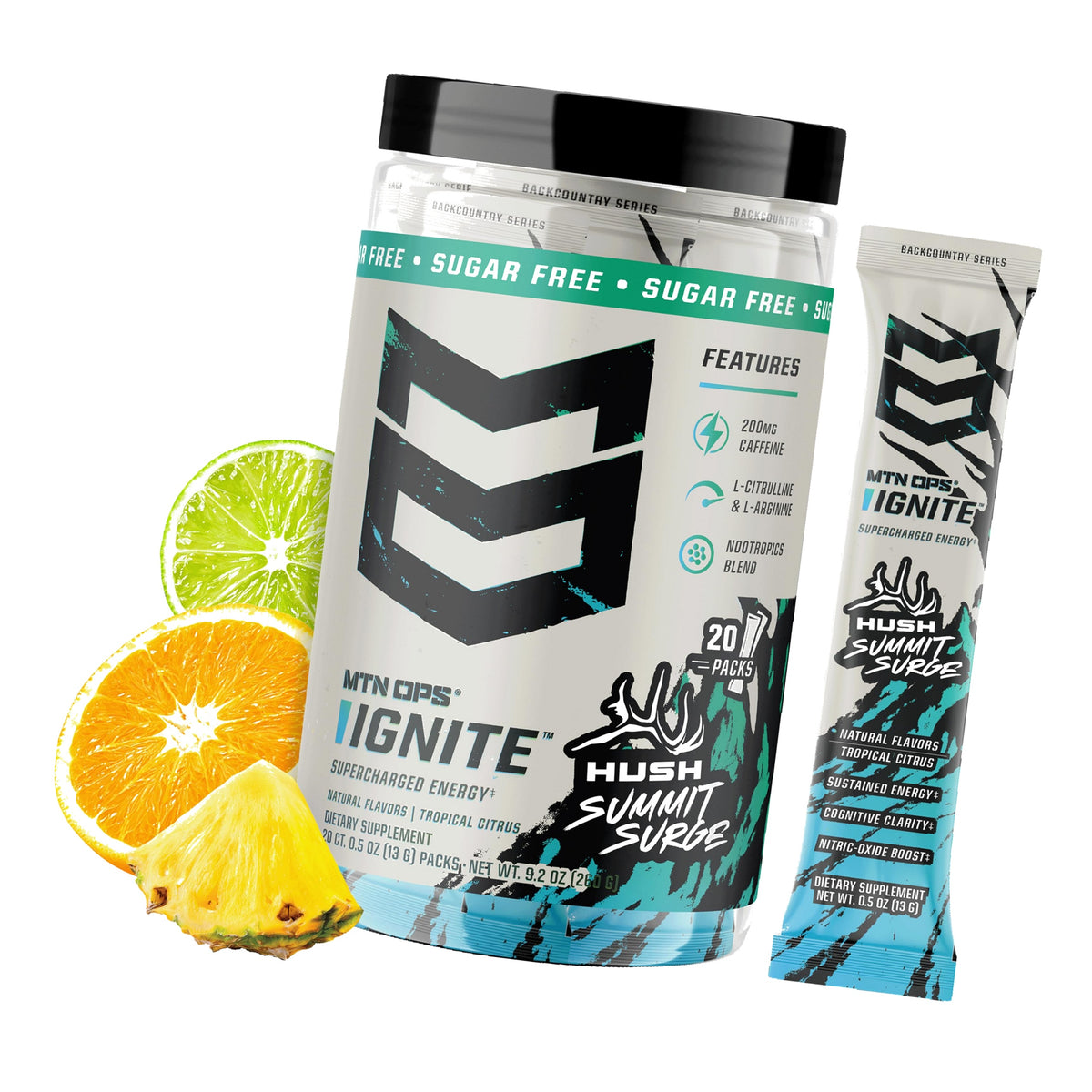 MTN OPS Ignite Energy Powder, Zero Sugar, Hush Summit Surge
