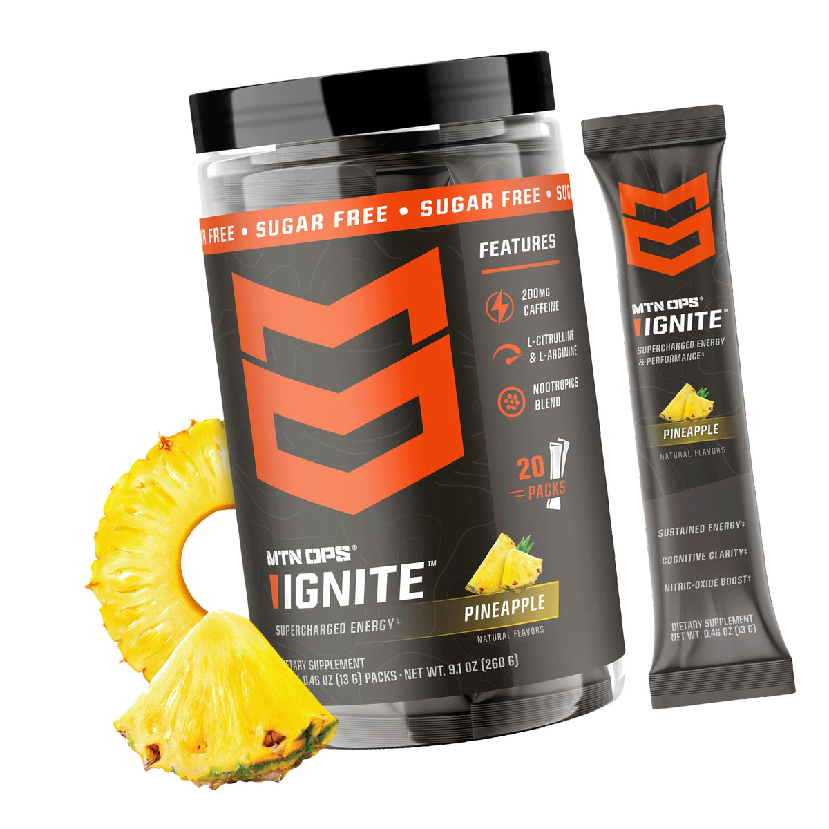 MTN OPS Ignite Energy Powder, Zero Sugar, Pineapple