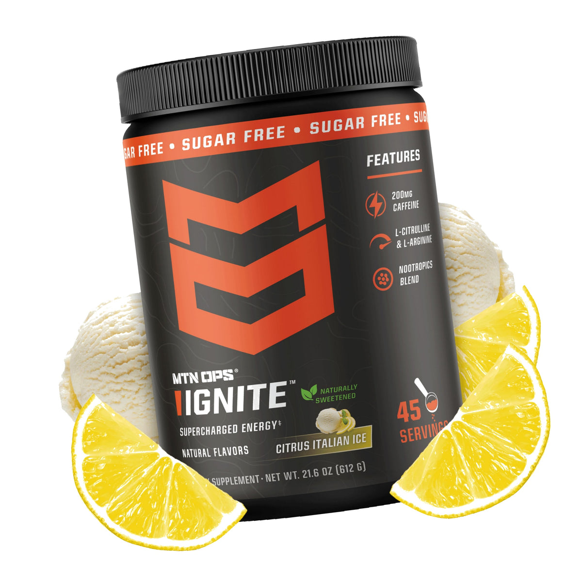 MTN OPS Ignite Energy Powder, Zero Sugar, Citrus Italian Ice