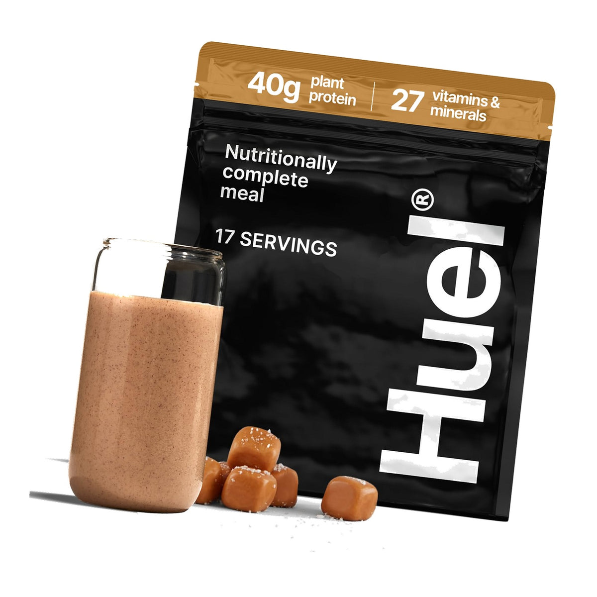 Huel Black Edition | Salted Caramel 40g Vegan Protein Powder | 8g Fiber