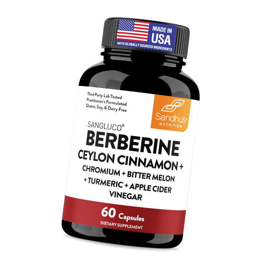 Sangluco Berberine Ceylon Cinnamon Chromium Turmeric Apple Cider Vinegar Bitter Melon Supplement | Supports Healthy Levels Already Within Normal Range | 60 Capsules