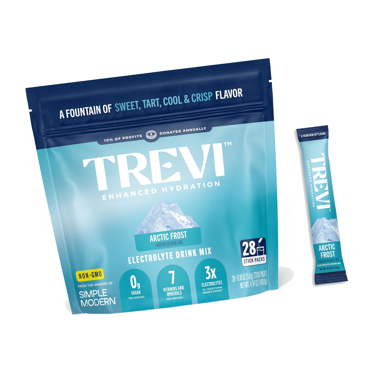TREVI Electrolytes Powder Packets, Sugar Free Hydration, Arctic Frost