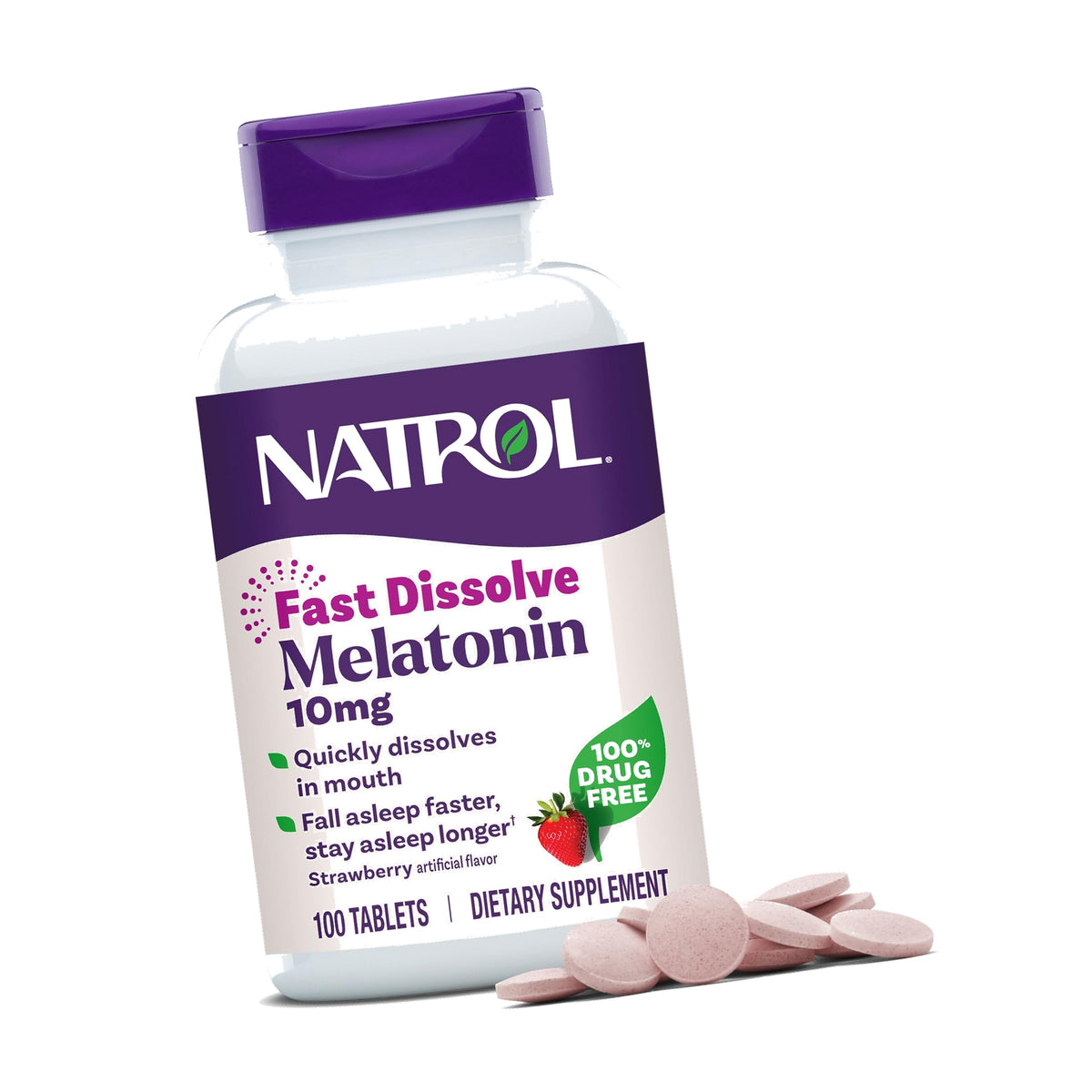 Natrol Melatonin 10 mg Fast Dissolve Tablets, Strawberry, 100 Count