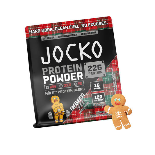Jocko Fuel Whey Protein Powder, Gingerbread Cookie, 22g Protein, Digestive Enzymes + Probiotic Blend, No Sugar Added, with Essential Amino Acids + Electrolyte Minerals, 31 Servings