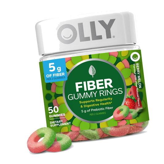 OLLY Fiber Gummy Rings, Digestive Health Supplement, Berry Melon - 50 Count