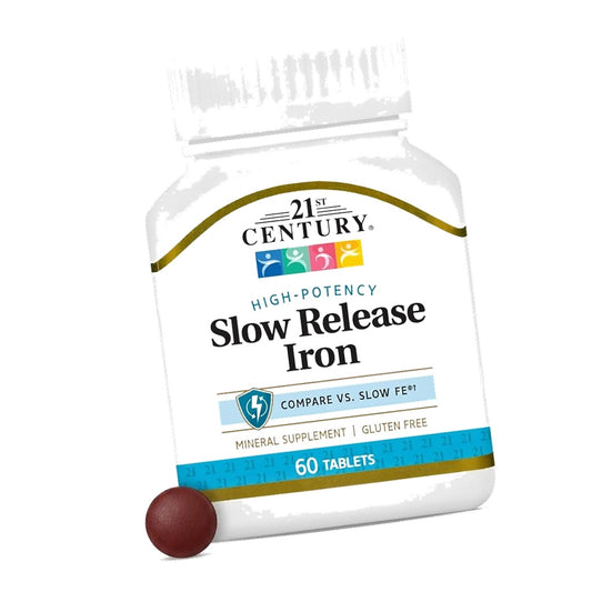 21st Century Slow Release Iron 45mg Tablets, Gentle on Stomach, 60 Count