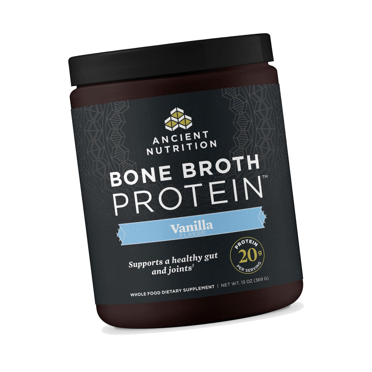 Ancient Nutrition Grass Fed Bone Broth Protein Powder, Vanilla