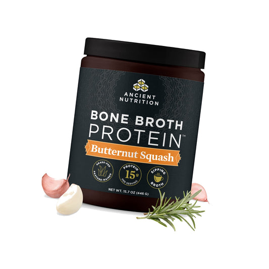 Ancient Nutrition Grass Fed Bone Broth Protein Powder, Butternut Squash