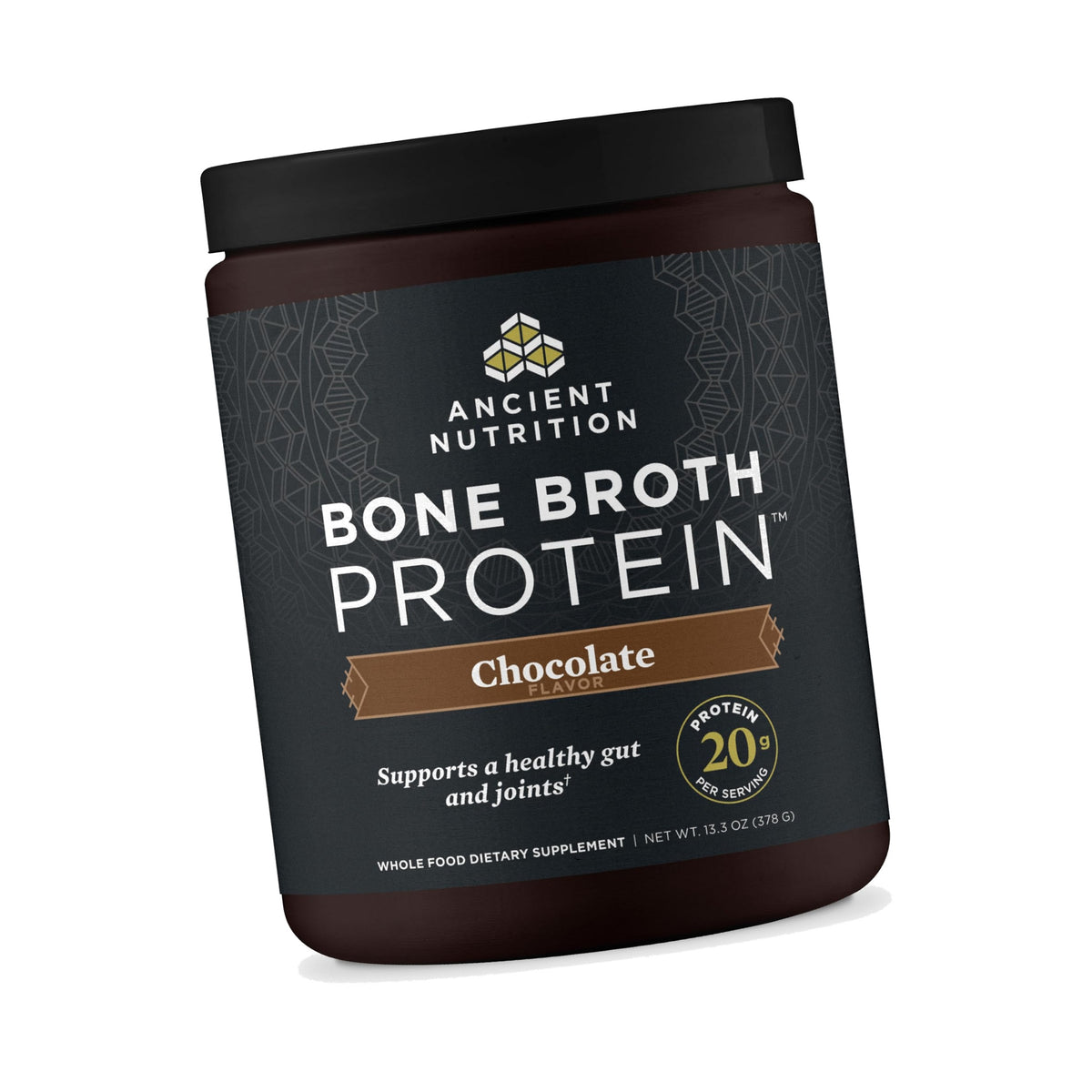 Ancient Nutrition Grass Fed Bone Broth Protein Powder, Chocolate