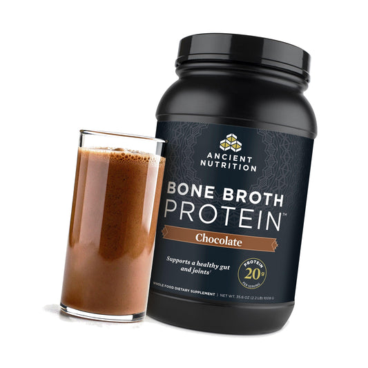 Ancient Nutrition Grass Fed Bone Broth Protein Powder, Chocolate