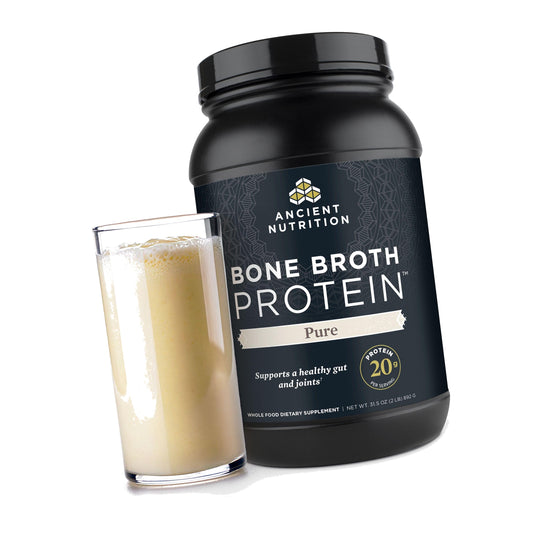 Ancient Nutrition Grass Fed Bone Broth Protein Powder, Pure