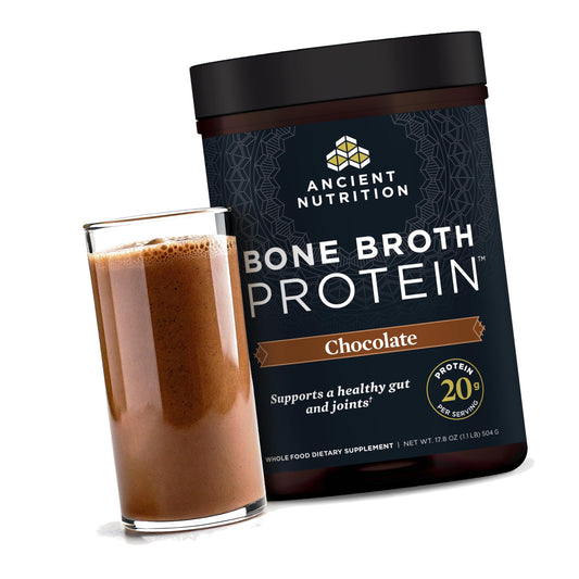 Ancient Nutrition Grass Fed Bone Broth Protein Powder, Chocolate