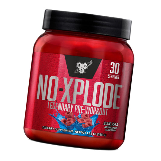 BSN N.O.-XPLODE Pre Workout Powder with Creatine, Blue Raz, 30 Servings