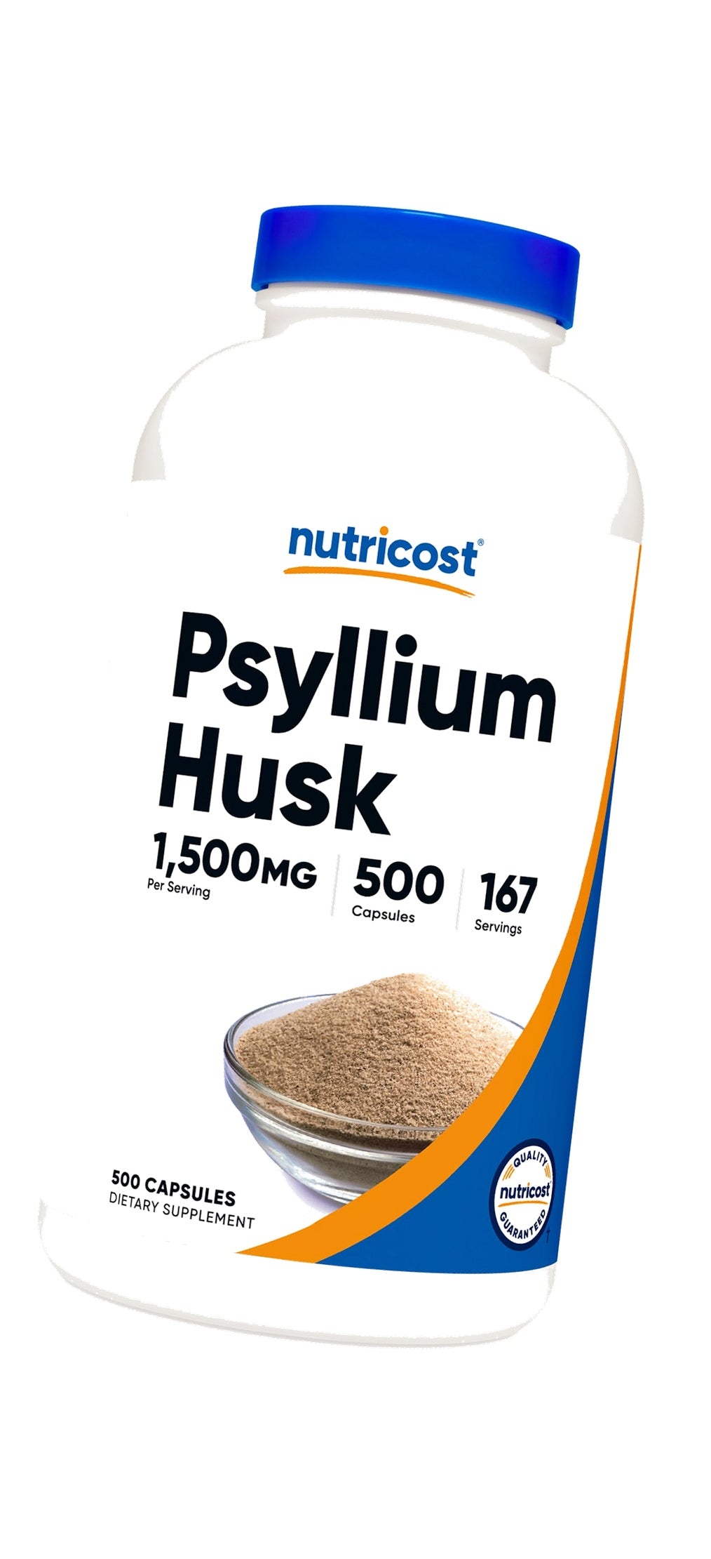 Nutricost Psyllium Husk 1500mg, 500 Capsules, Gluten Free, GMO-Free