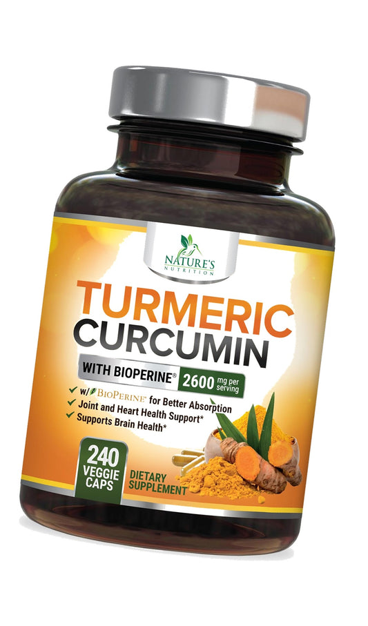 Turmeric Curcumin Supplement - 2400mg Organic Turmeric - 95% Curcuminoids & BioPerine Black Pepper Extract for Best Absorption - Natural Vegan Joint & Immune Support, Bottled in USA - 240 Capsules