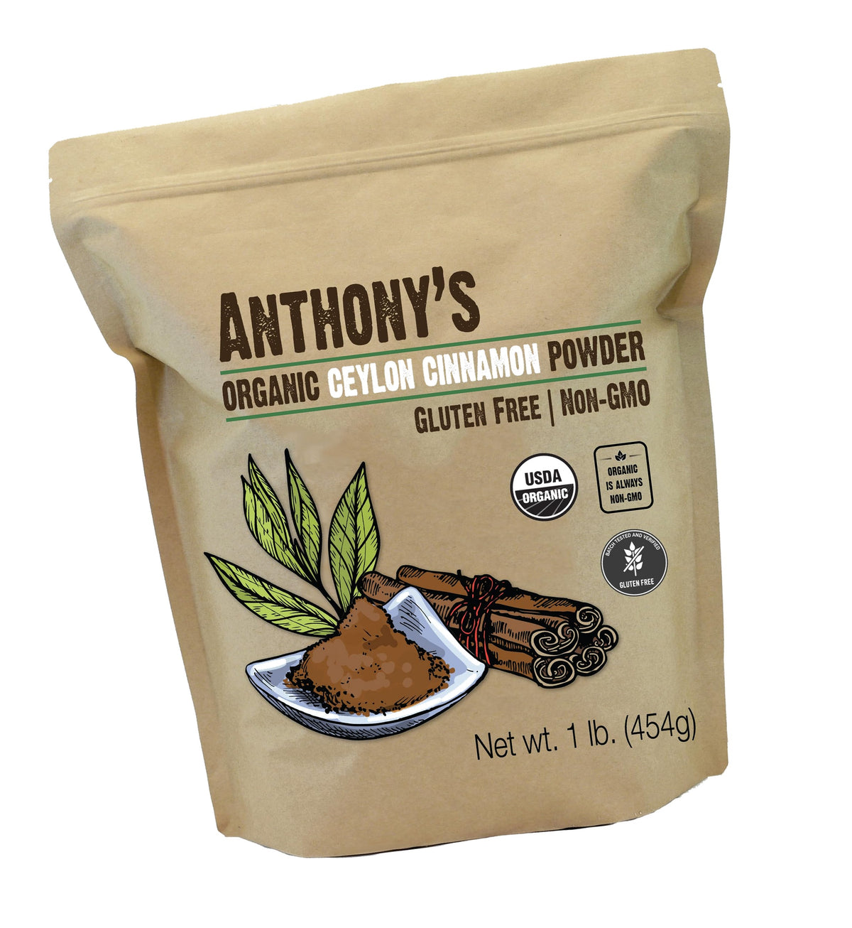 Anthony's Organic Ceylon Cinnamon Powder, 1 lb, Ground, Gluten Free, Non Irradiated, Non GMO, Keto Friendly