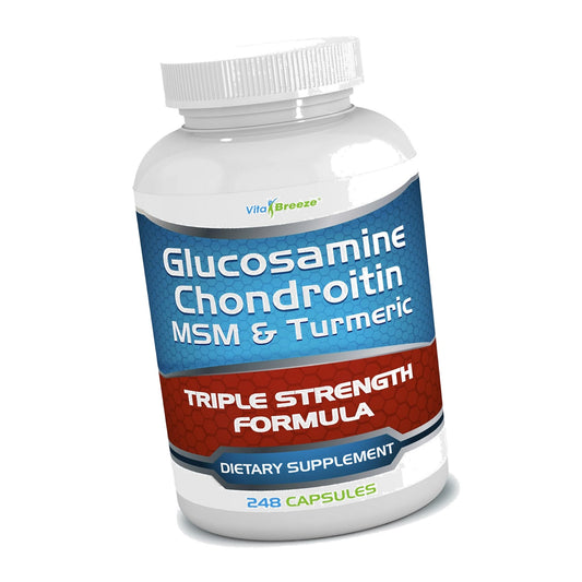 VitaBreeze Glucosamine Chondroitin MSM & Turmeric Supplement, 248 Capsules