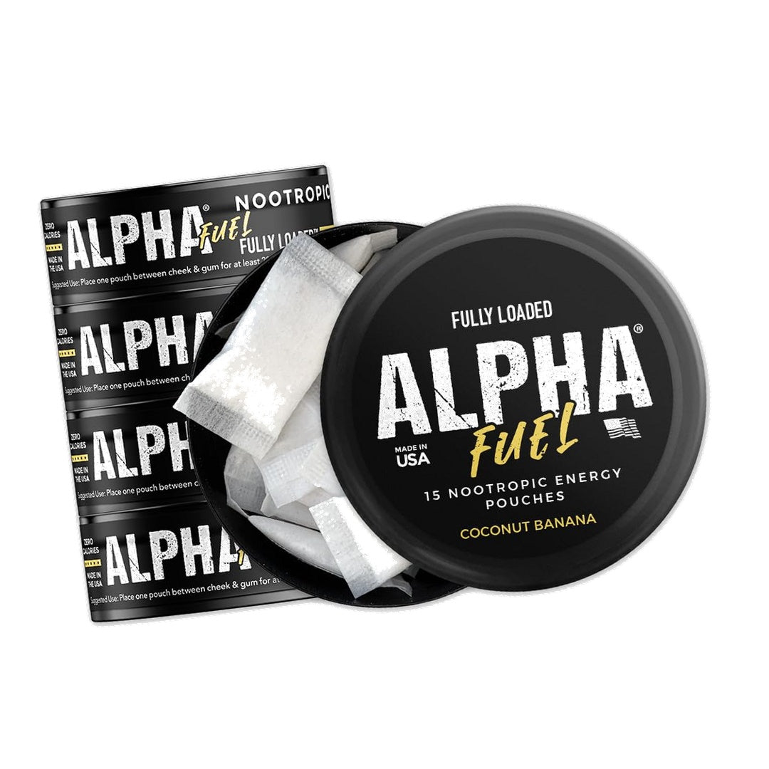 Fully Loaded Alpha Fuel Nootropic Pouches (Coconut Banana Fuel) - Nootropic Energy Pouches with Caffeine, Alpha GPC, Tyrosine, Taurine, Guarana and More