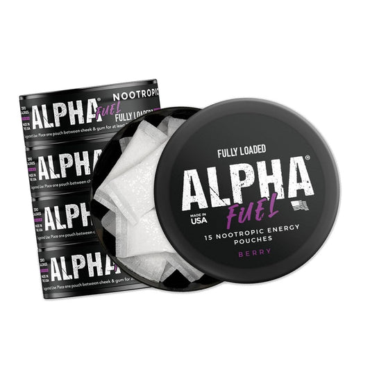 Fully Loaded Alpha Fuel Nootropic Pouches (Berry Fuel) - Nootropic Energy Pouches with Caffeine, Alpha GPC, Tyrosine, Taurine, Guarana and More