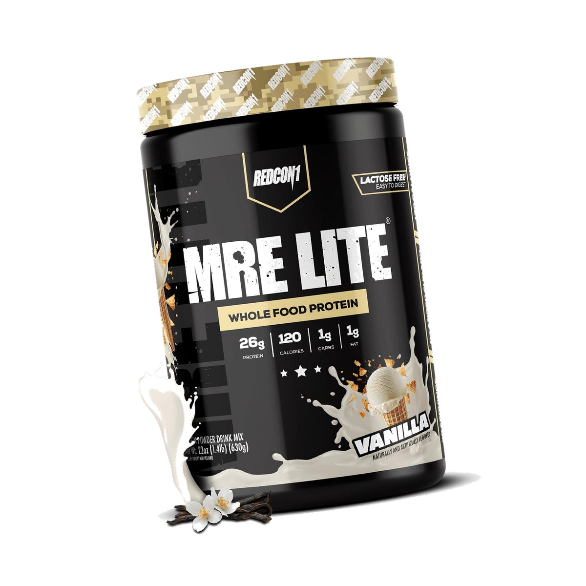 REDCON1 MRE LITE Whole Food Protein Powder | Vanilla | Lactose Free & Sugar Free Meal Replacement with Animal Protein Blends - Easy to Digest Formula (20 Servings)