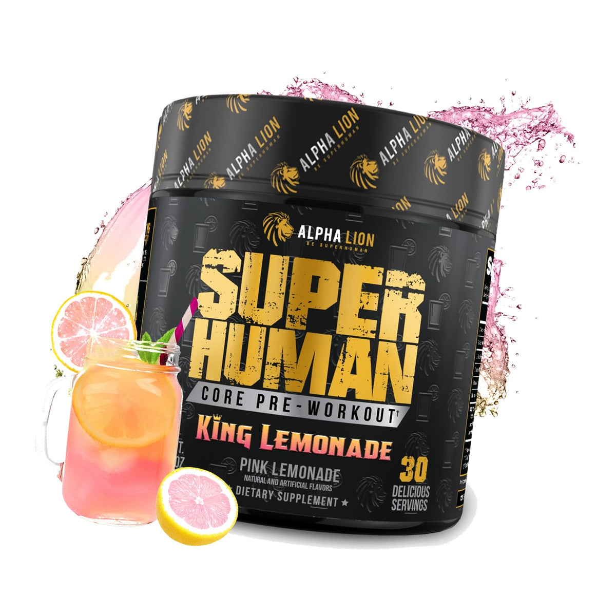 ALPHA LION Core Pre Workout with Creatine for Performance, Beta Alanine for Muscle, L-Citrulline for Pump & Tri-Source Caffeine for Sustained Energy (30 Servings, King Lemonade Flavor)