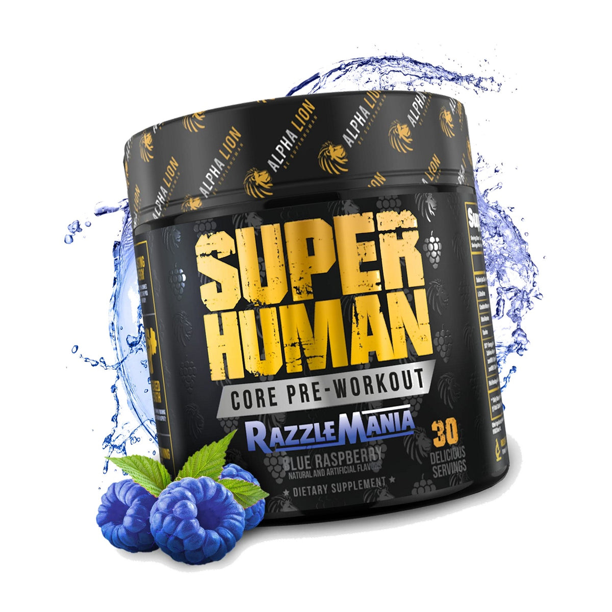 ALPHA LION Core Pre Workout w/Creatine for Performance, Beta Alanine for Muscle, Powder, L-Citrulline for Pump & Tri-Source Caffeine for Sustained Energy (30 Servings, Blue Raspberry Flavor)