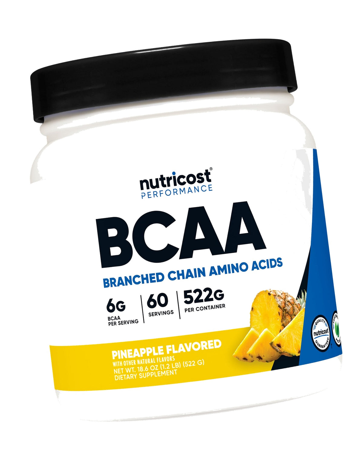 Nutricost BCAA Powder (Pineapple, 60 Servings) - Optimal 2:1:1 Ratio