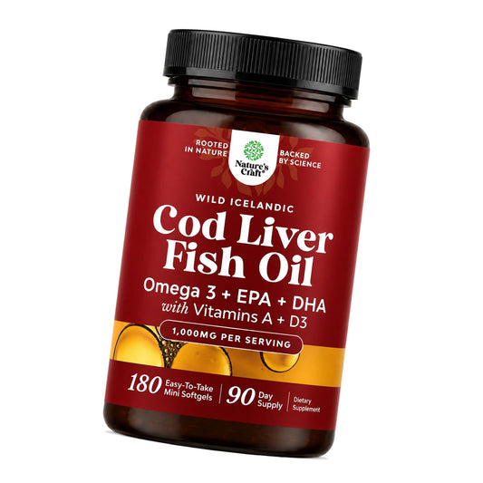 Icelandic Cod Liver Oil Softgels - Omega 3 Fish Oil with Vitamin A - 180 Ct