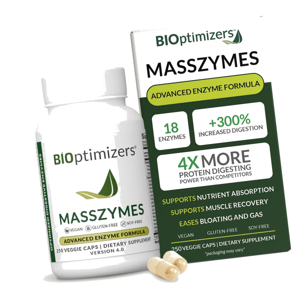 BIOptimizers MassZymes, Digestive Enzyme Supplement, 250 Capsules